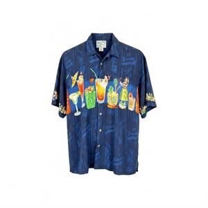 Big Dogs Authentic Men's Hawaiian Shirt Large (XL) Hula Dancer Cocktail‎ Drinks